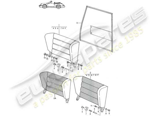 a part diagram from the Porsche Seat 944/968/911/928 parts catalogue