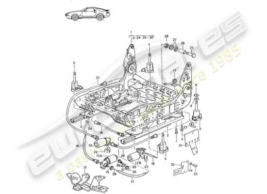 a part diagram from the Porsche Seat 944/968/911/928 (1986) parts catalogue