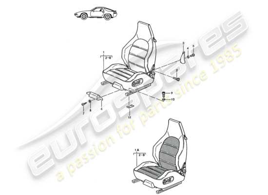 a part diagram from the Porsche Seat 944/968/911/928 parts catalogue