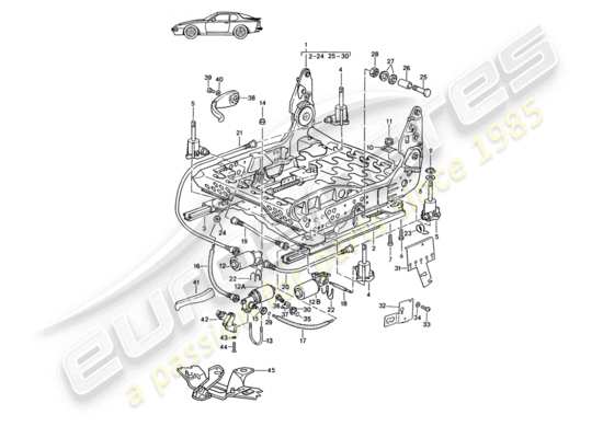 a part diagram from the Porsche Seat 944/968/911/928 parts catalogue