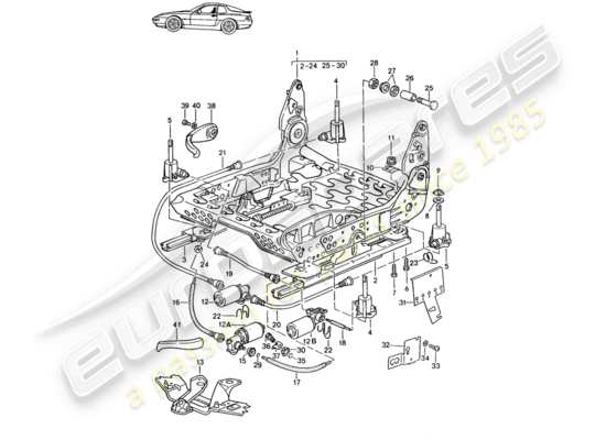 a part diagram from the Porsche Seat 944/968/911/928 parts catalogue