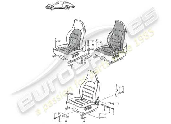 a part diagram from the Porsche Seat 944/968/911/928 (1987) parts catalogue