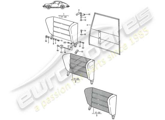 a part diagram from the Porsche Seat 944/968/911/928 (1987) parts catalogue