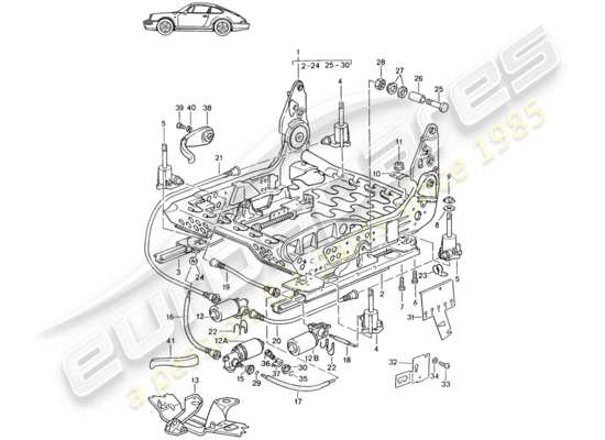 a part diagram from the Porsche Seat 944/968/911/928 (1987) parts catalogue