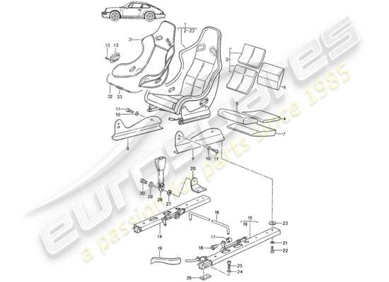 a part diagram from the Porsche Seat 944/968/911/928 (1987) parts catalogue