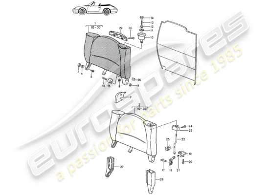 a part diagram from the Porsche Seat 944/968/911/928 (1987) parts catalogue