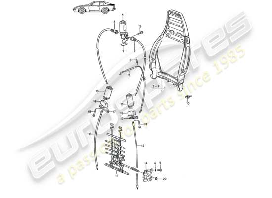 a part diagram from the Porsche Seat 944/968/911/928 parts catalogue