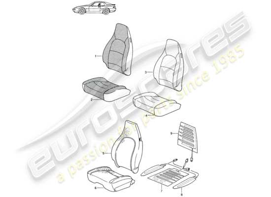 a part diagram from the Porsche Seat 944/968/911/928 parts catalogue
