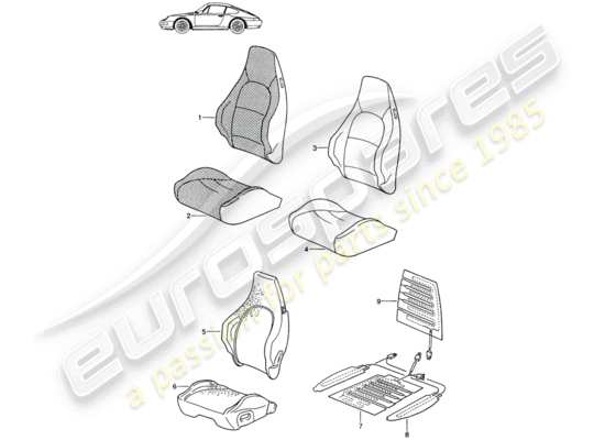 a part diagram from the Porsche Seat 944/968/911/928 parts catalogue