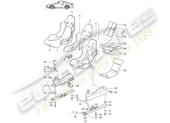 a part diagram from the Porsche Seat 944/968/911/928 (1988) parts catalogue