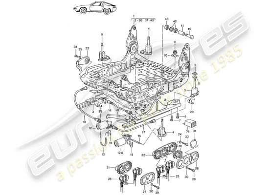 a part diagram from the Porsche Seat 944/968/911/928 parts catalogue