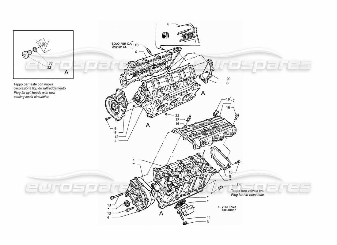 Maserati QTP. 3.2 V8 (1999) cylinders heads Part Diagram