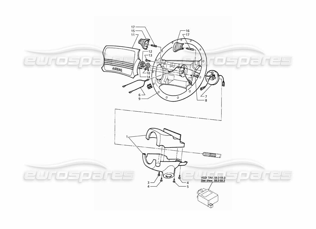 Maserati QTP. 3.2 V8 (1999) Steering Wheel With Airbag Parts Diagram