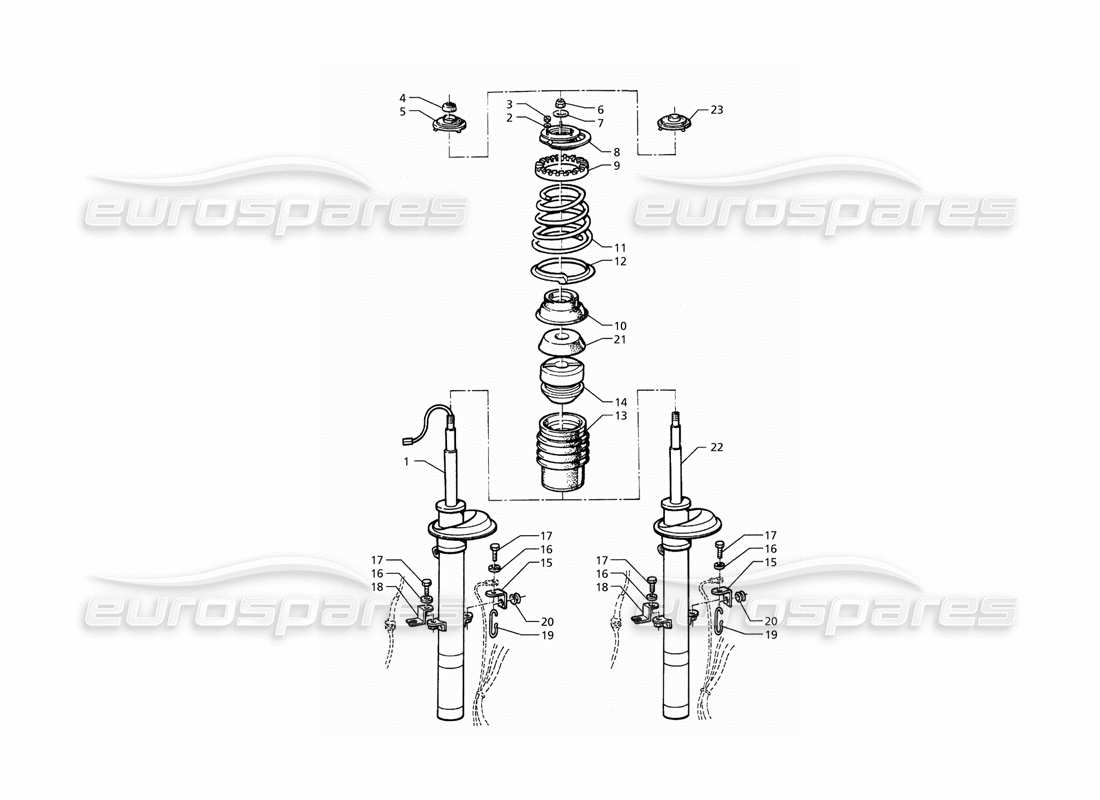 Maserati QTP. 3.2 V8 (1999) Front Shock Absorber (Post Modification) Part Diagram