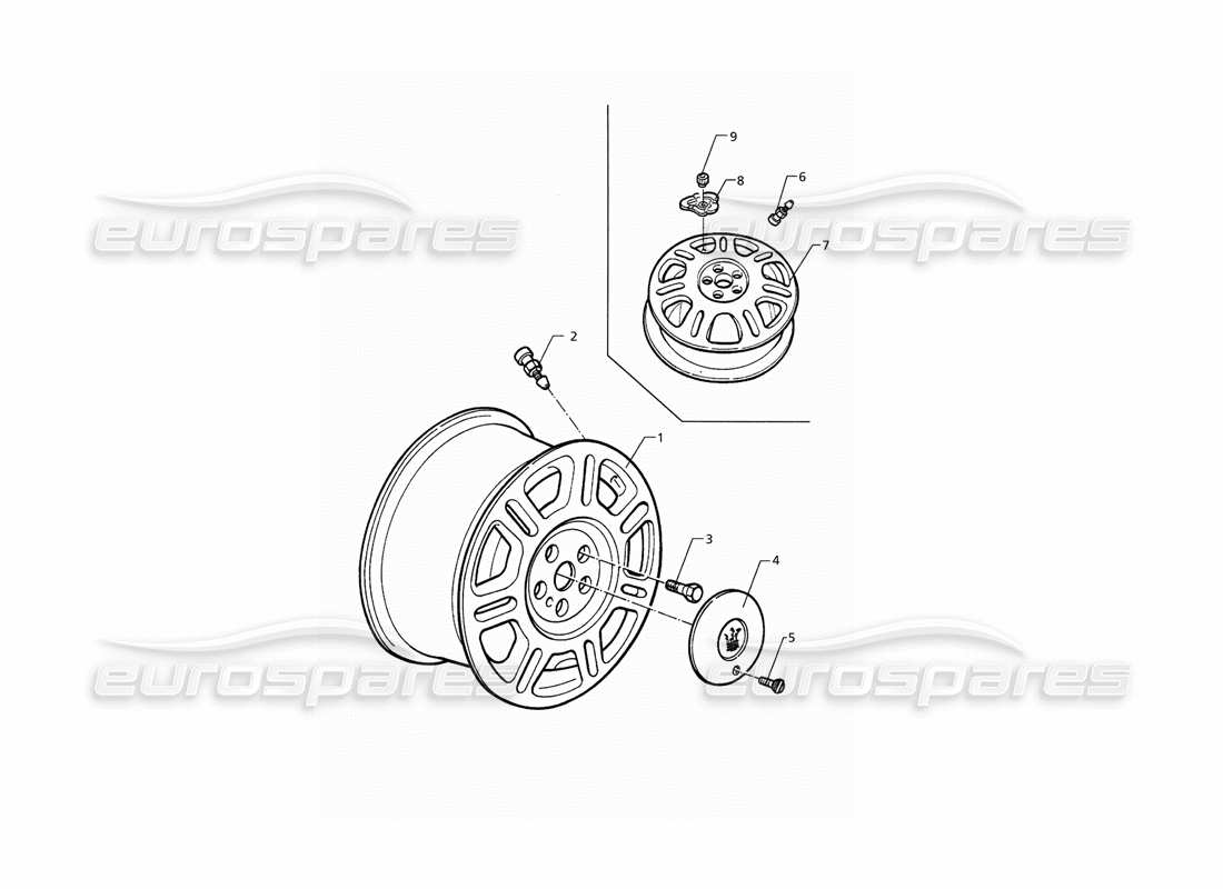 Maserati QTP. 3.2 V8 (1999) Wheel Rims Parts Diagram