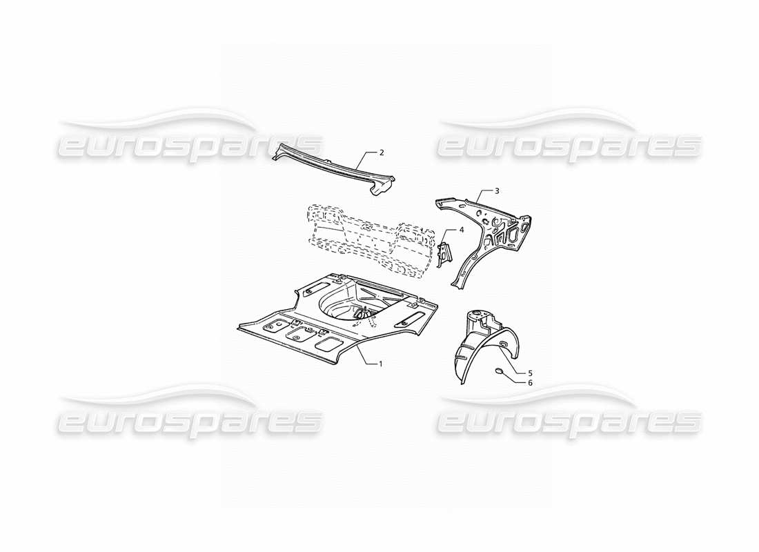 Maserati QTP. 3.2 V8 (1999) Body Shell: Boot Floor and Inner Structures Parts Diagram