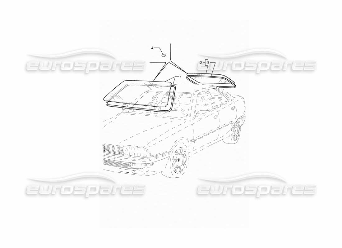 Maserati QTP. 3.2 V8 (1999) Fixed Windows Part Diagram