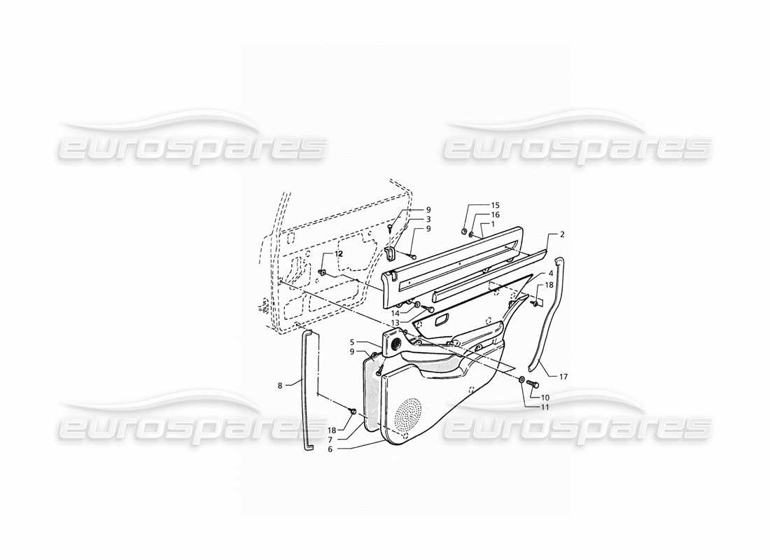 Maserati QTP. 3.2 V8 (1999) Inner Trims: Rear Door Panels Parts Diagram