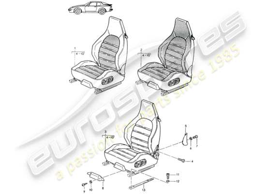 a part diagram from the Porsche Seat 944/968/911/928 (1989) parts catalogue