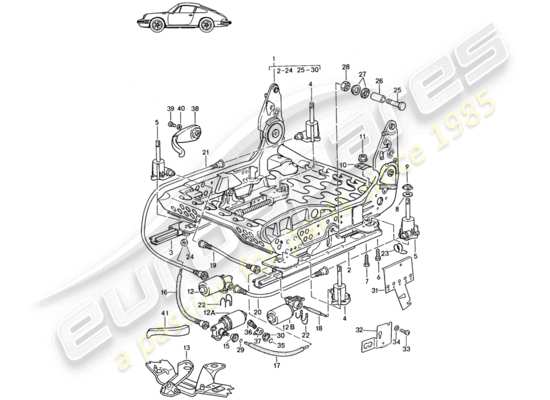 a part diagram from the Porsche Seat 944/968/911/928 parts catalogue