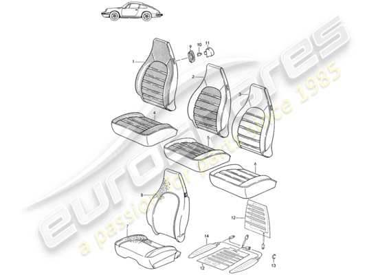 a part diagram from the Porsche Seat 944/968/911/928 (1989) parts catalogue