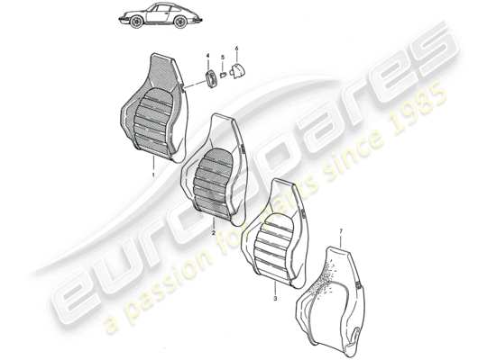 a part diagram from the Porsche Seat 944/968/911/928 parts catalogue