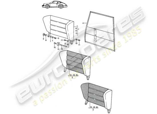 a part diagram from the Porsche Seat 944/968/911/928 parts catalogue