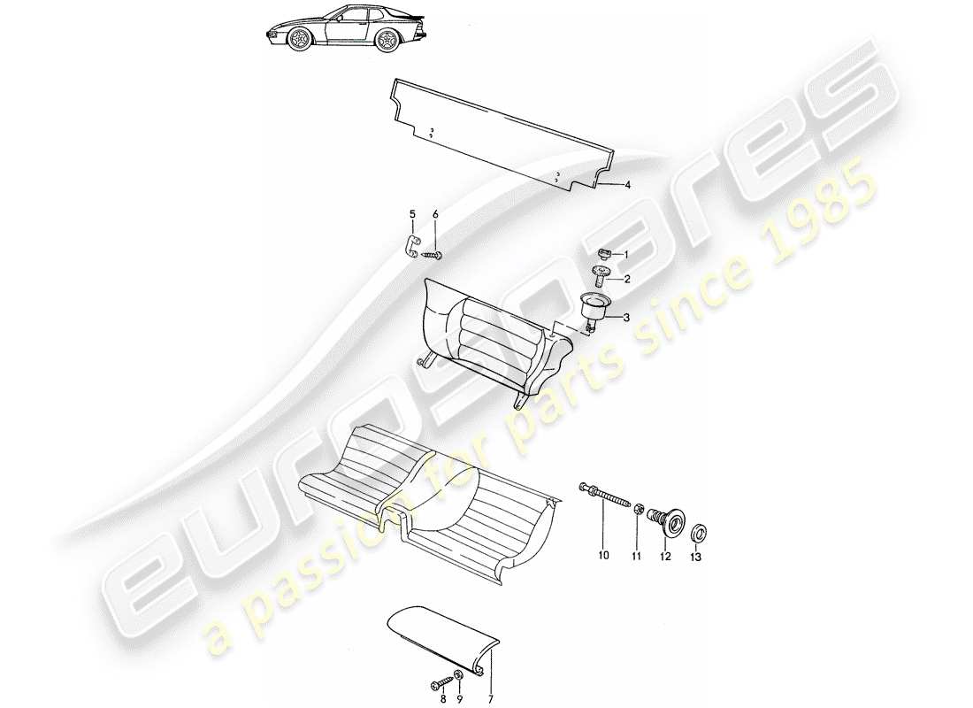 Porsche Seat 944/968/911/928 (1990) EMERGENCY SEAT - DIVIDED - SINGLE PARTS - D >> - MJ 1988 Part Diagram