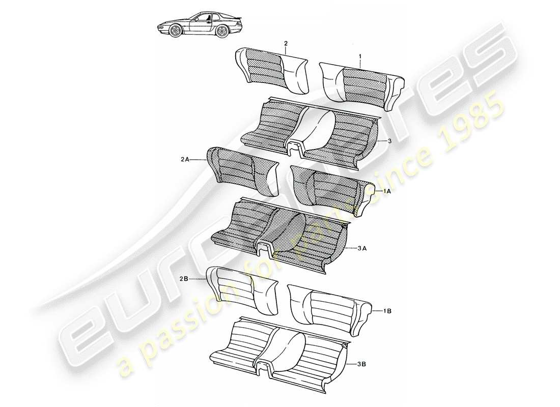 Porsche Seat 944/968/911/928 (1990) EMERGENCY SEAT - COMPLETE - D - MJ 1992>> - MJ 1993 Part Diagram