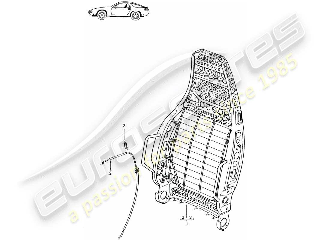 Porsche Seat 944/968/911/928 (1990) BACKREST FRAME - SPORTS SEAT - D - MJ 1985>> - MJ 1986 Part Diagram