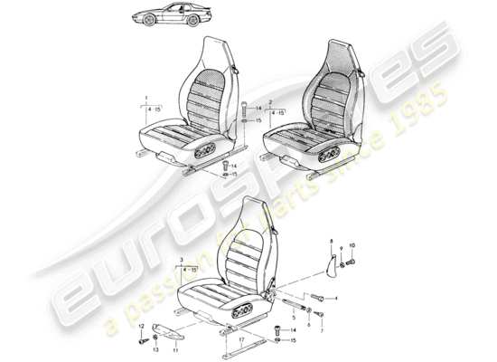 a part diagram from the Porsche Seat 944/968/911/928 (1990) parts catalogue