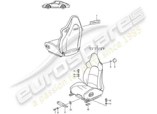 a part diagram from the Porsche Seat 944/968/911/928 (1990) parts catalogue