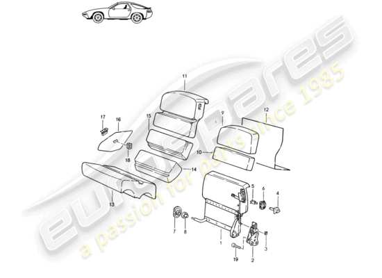 a part diagram from the Porsche Seat 944/968/911/928 parts catalogue