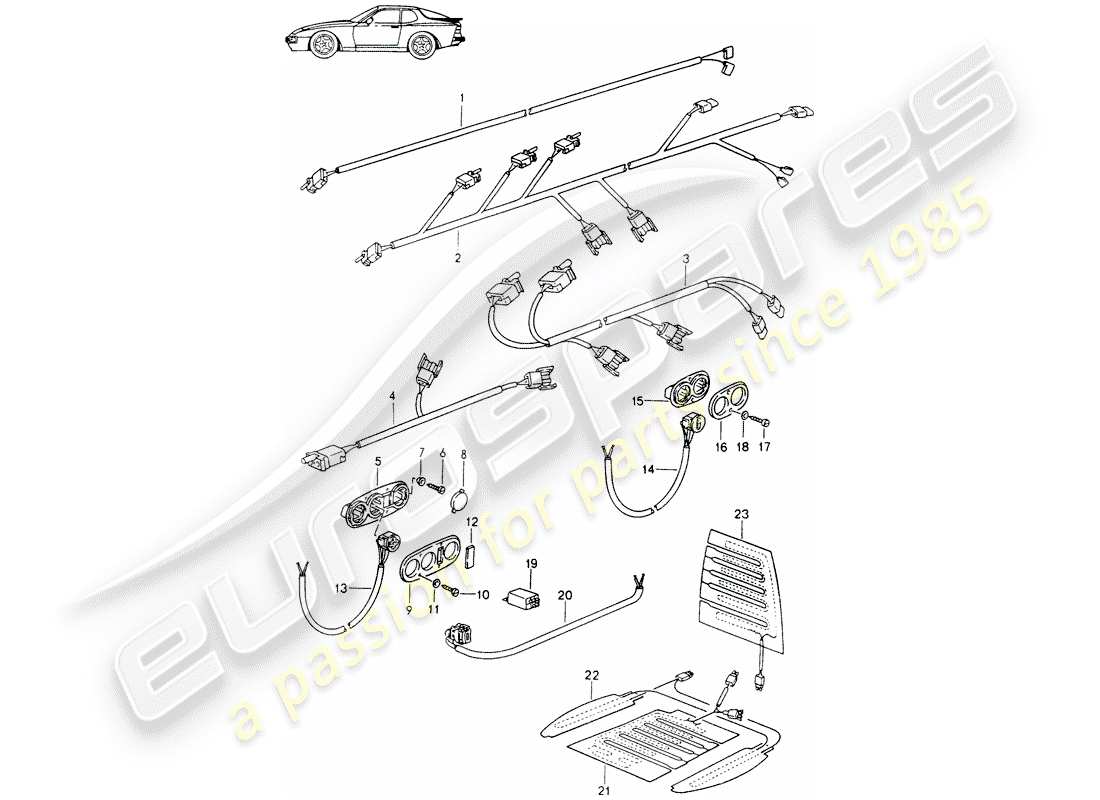 Porsche Seat 944/968/911/928 (1991) WIRING HARNESSES - SWITCH - SEAT HEATER - FRONT SEAT - D - MJ 1989>> - MJ 1991 Part Diagram