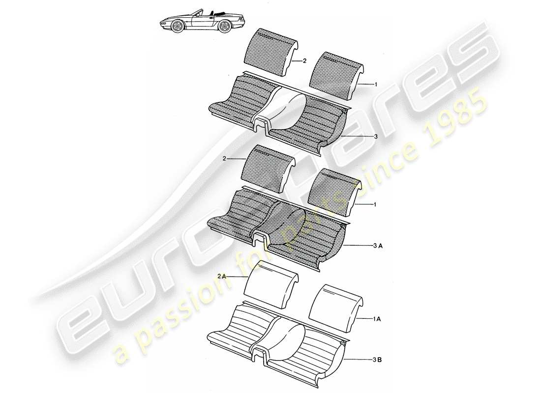 Porsche Seat 944/968/911/928 (1991) EMERGENCY SEAT - COMPLETE - D - MJ 1992>> - MJ 1993 Part Diagram