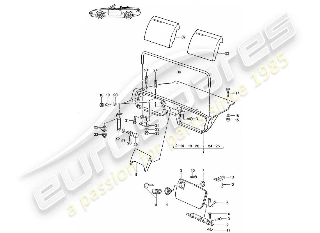 Porsche Seat 944/968/911/928 (1991) REAR LUGGAGE DUMP - COMPLETE - D - MJ 1992>> - MJ 1993 Part Diagram