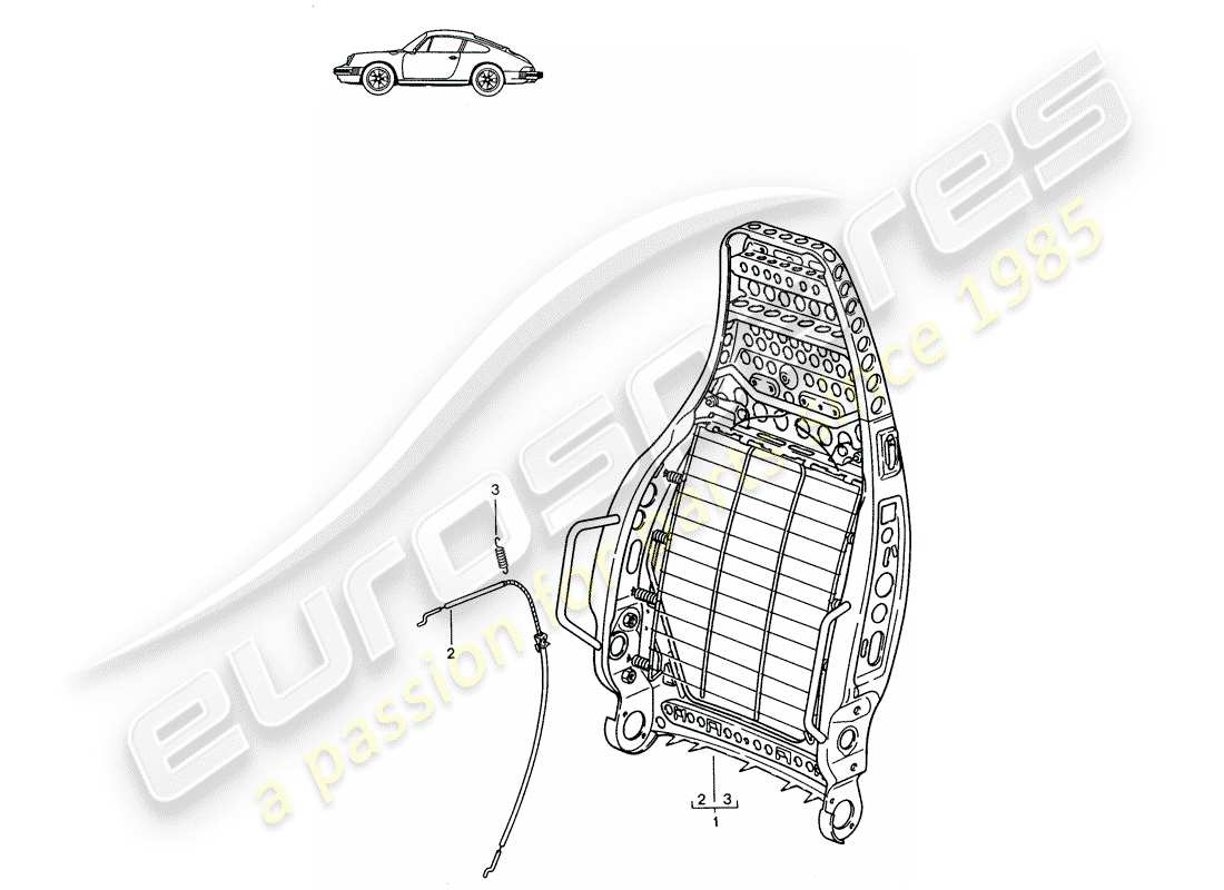 Porsche Seat 944/968/911/928 (1991) BACKREST FRAME - SPORTS SEAT - D - MJ 1985>> - MJ 1986 Part Diagram