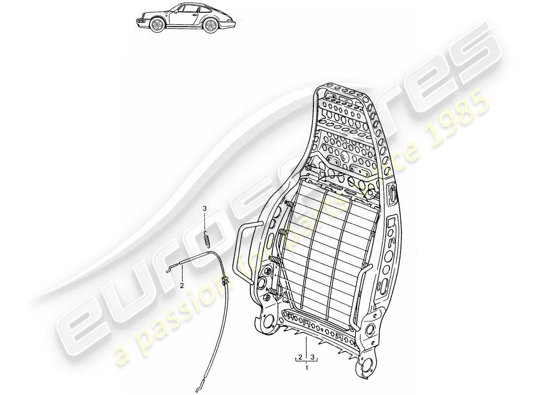 Porsche Seat 944/968/911/928 (1991) BACKREST FRAME - SPORTS SEAT - D - MJ 1989>> - MJ 1994 Part Diagram