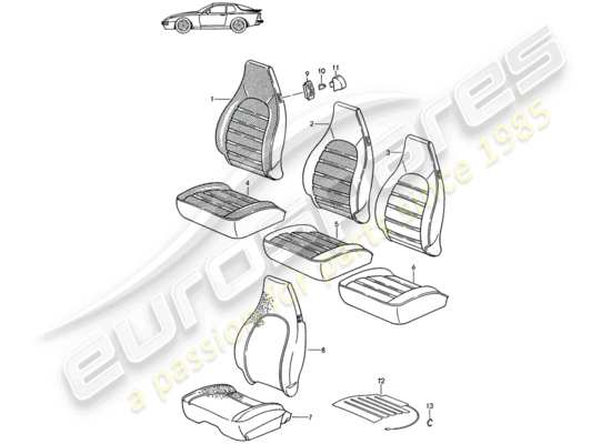 a part diagram from the Porsche Seat 944/968/911/928 (1991) parts catalogue