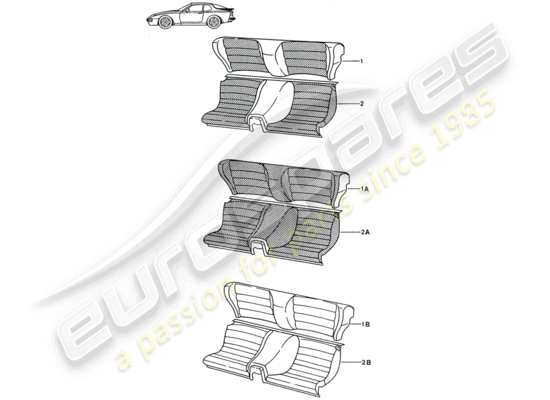 a part diagram from the Porsche Seat 944/968/911/928 parts catalogue