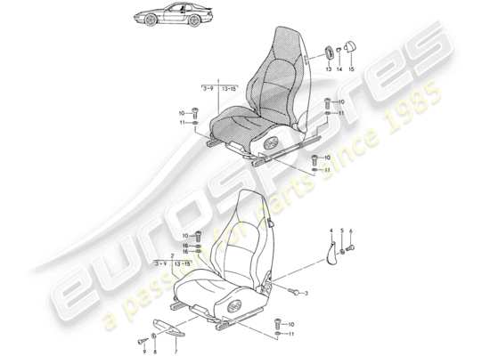 a part diagram from the Porsche Seat 944/968/911/928 parts catalogue