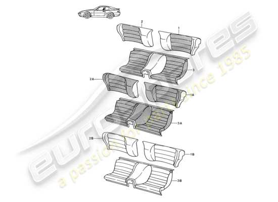 a part diagram from the Porsche Seat 944/968/911/928 parts catalogue