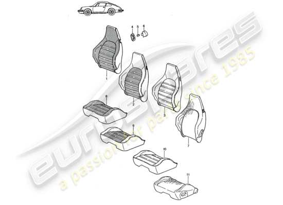 a part diagram from the Porsche Seat 944/968/911/928 (1991) parts catalogue