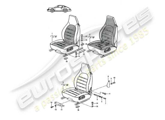 a part diagram from the Porsche Seat 944/968/911/928 (1991) parts catalogue