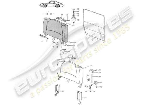 a part diagram from the Porsche Seat 944/968/911/928 parts catalogue