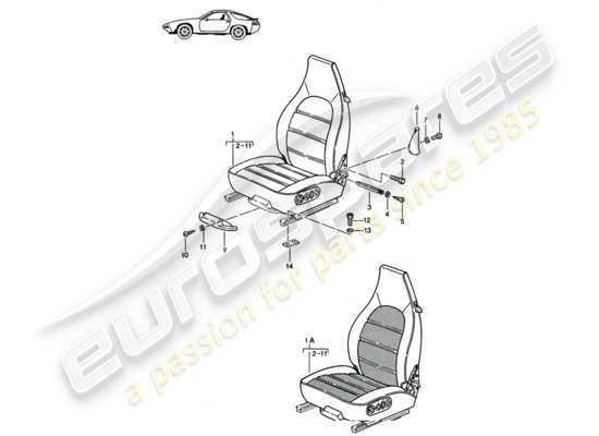 a part diagram from the Porsche Seat 944/968/911/928 (1991) parts catalogue