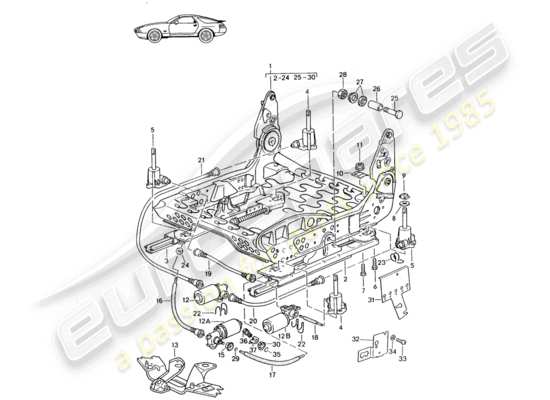a part diagram from the Porsche Seat 944/968/911/928 (1991) parts catalogue