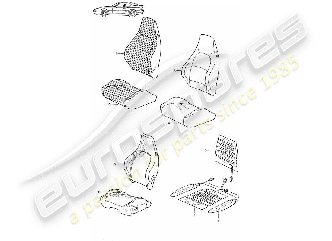 Porsche Seat 944/968/911/928 (1992) COVER - SPORTS SEAT - D - MJ 1994>> - MJ 1995 Part Diagram