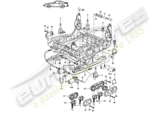 a part diagram from the Porsche Seat 944/968/911/928 parts catalogue