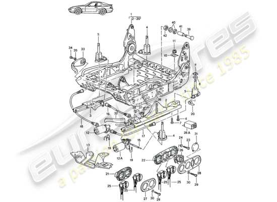 a part diagram from the Porsche Seat 944/968/911/928 parts catalogue